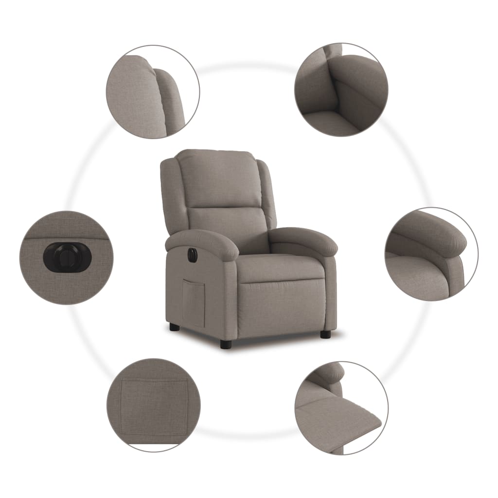 Electric Massage nojatuoli Recliner taupe kangasta