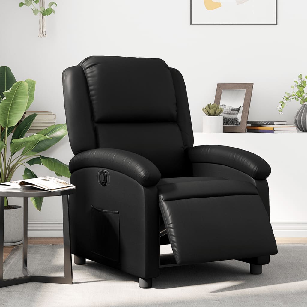 Elektrisk Massagefåtölj svart Recliner konstläder