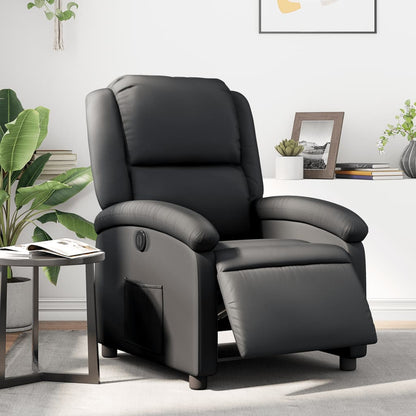 Electric Massage nojatuoli Recliner musta aitoa nahkaa