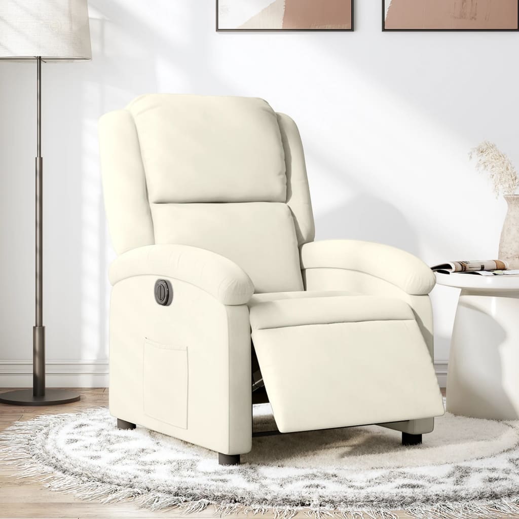 Electric Massage nojatuoli Recliner kermanvalkoinen sametti