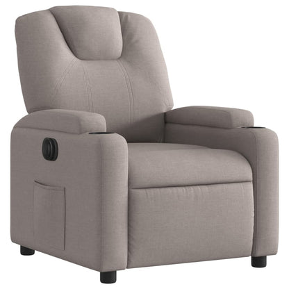 Elektrisk Massagefåtölj taupe Recliner tyg