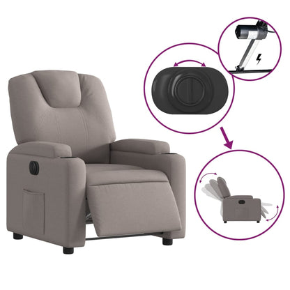 Elektrisk Massagefåtölj taupe Recliner tyg