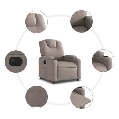 Elektrisk Massagefåtölj taupe Recliner tyg