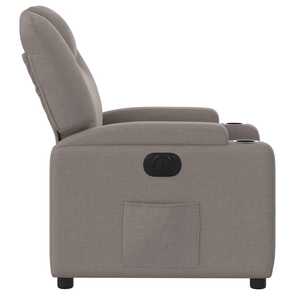 Elektrisk Massagefåtölj taupe Recliner tyg