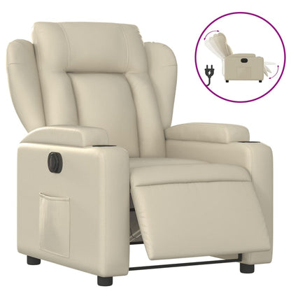 Electric Massage nojatuoli Recliner kermanvalkoinen tekonahka