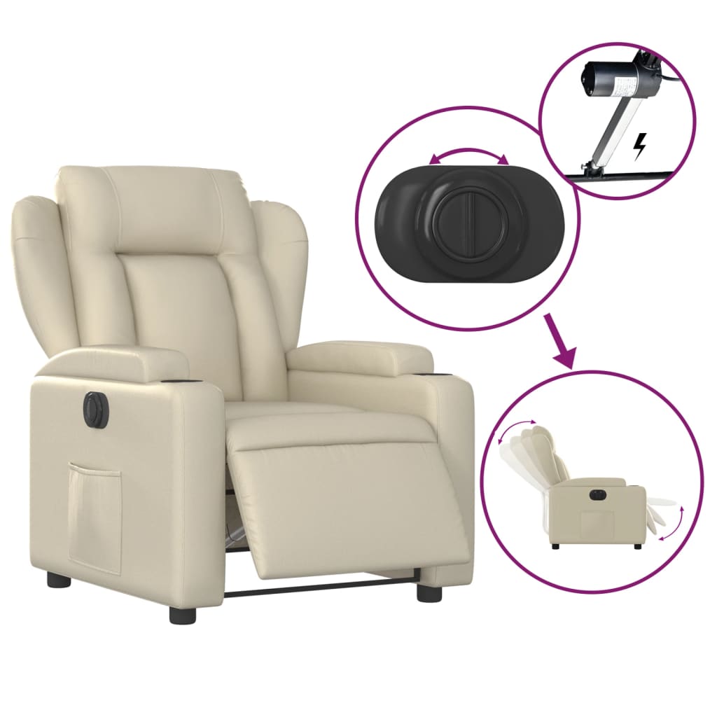 Electric Massage nojatuoli Recliner kermanvalkoinen tekonahka