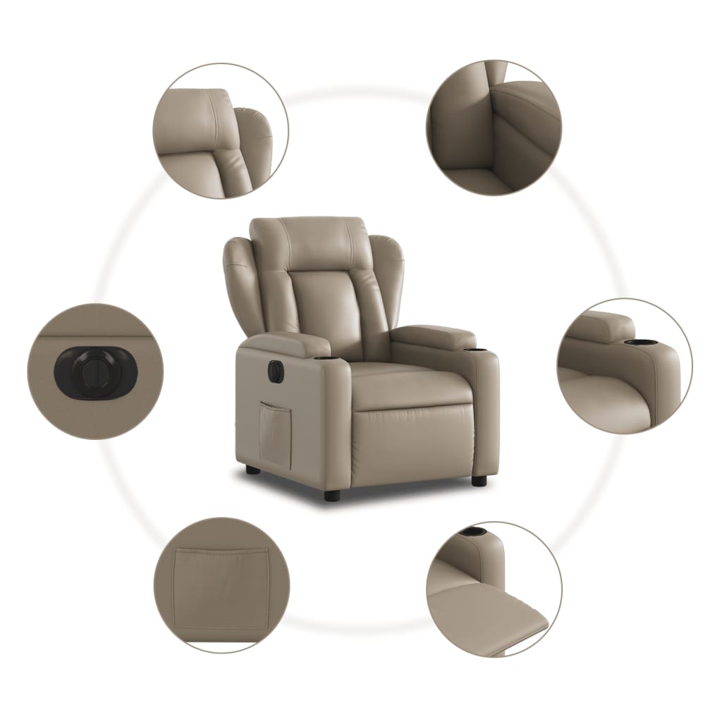 Elektrisk Massagefåtölj cappuccino Recliner konstläder