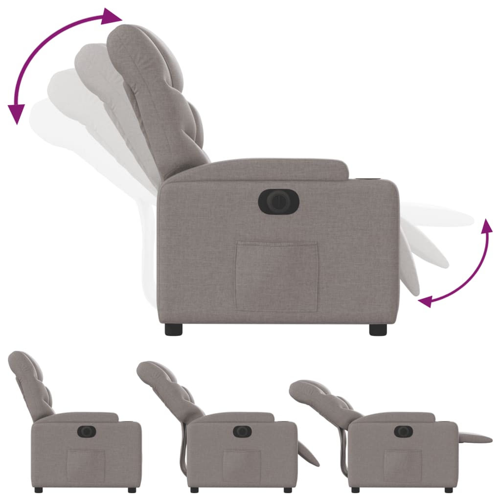 Elektrisk Massagefåtölj taupe Recliner tyg