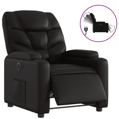 Elektrisk Massagefåtölj svart Recliner konstläder