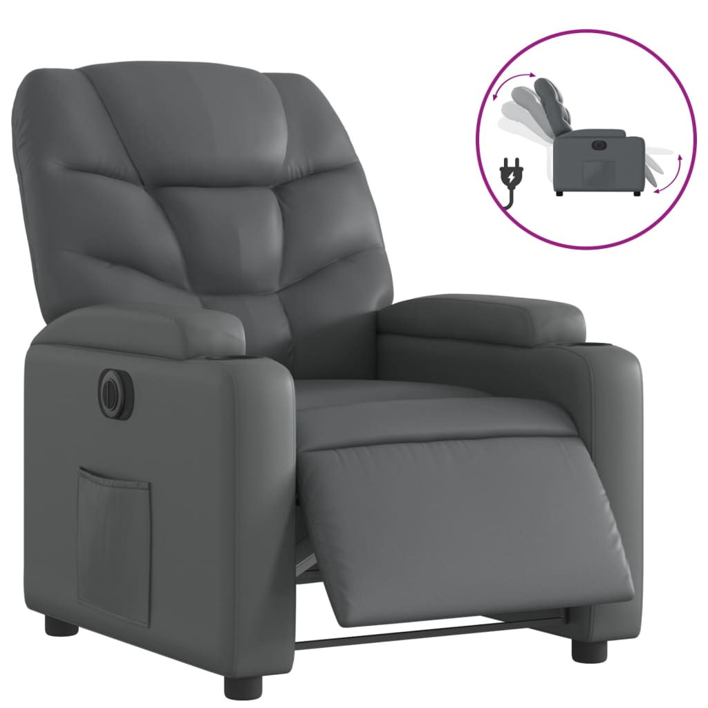 Electric Massage nojatuoli Recliner harmaa keinonahka