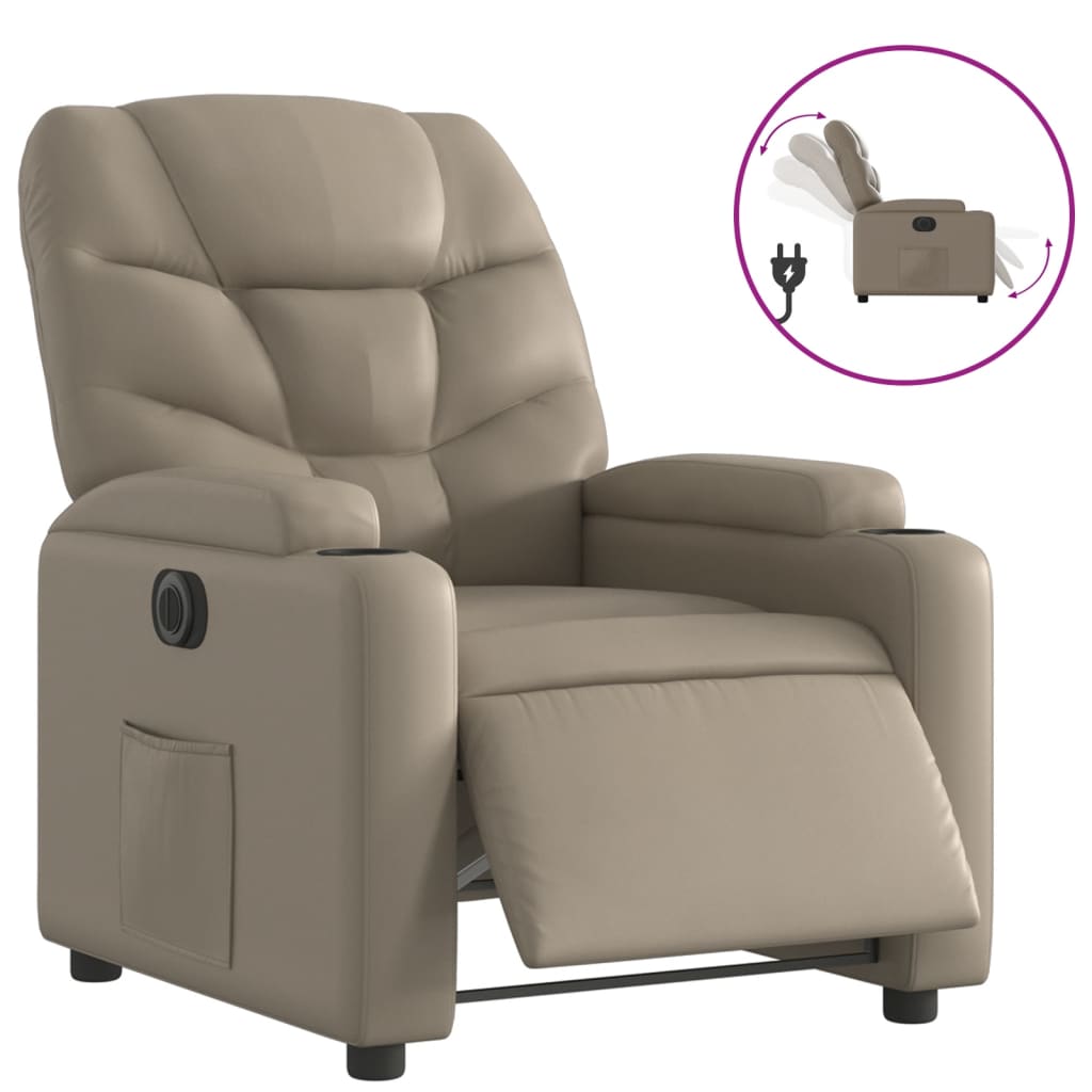 Elektrisk Massagefåtölj cappuccino Recliner konstläder