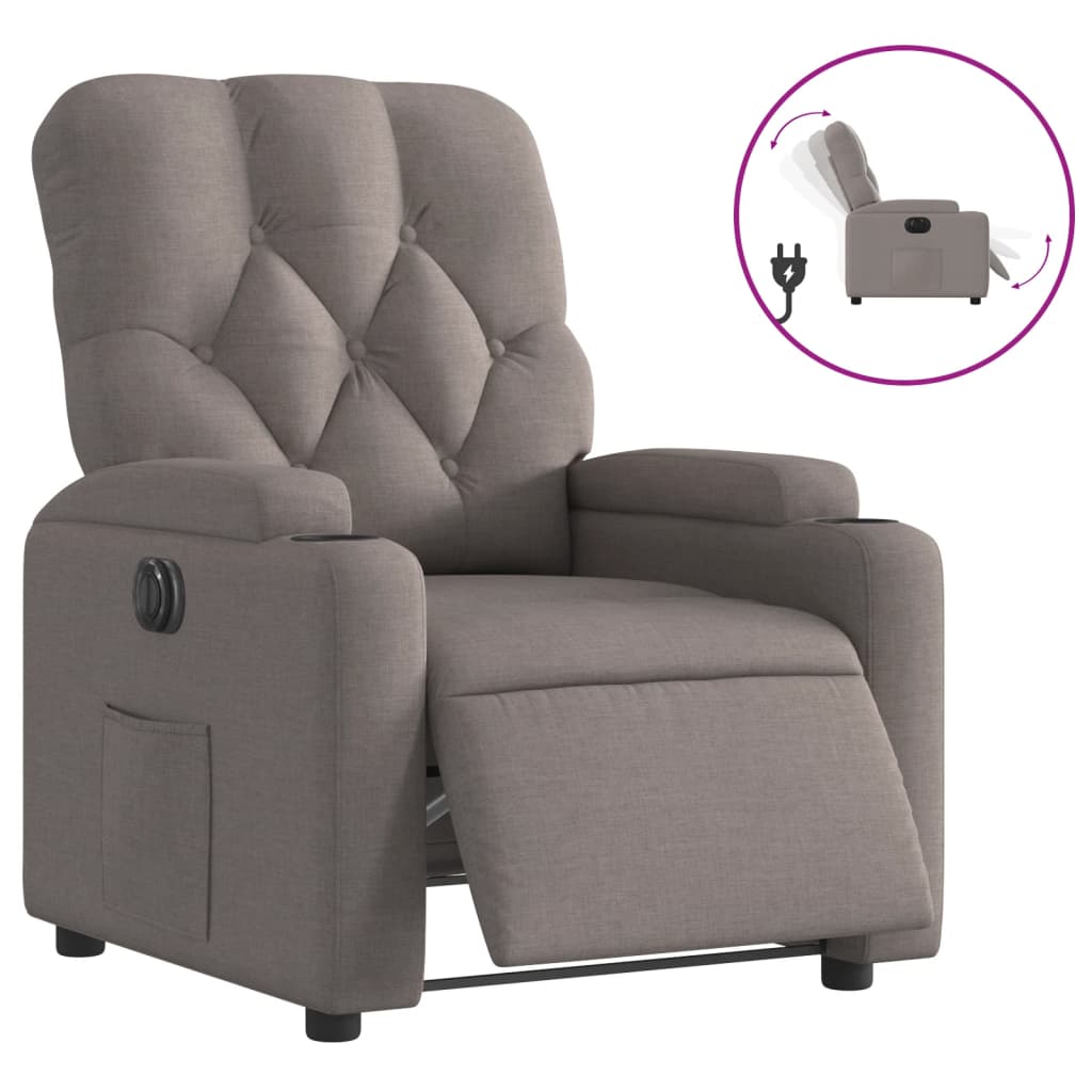 Elektrisk Massagefåtölj taupe Recliner tyg