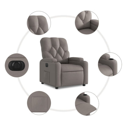 Elektrisk Massagefåtölj taupe Recliner tyg