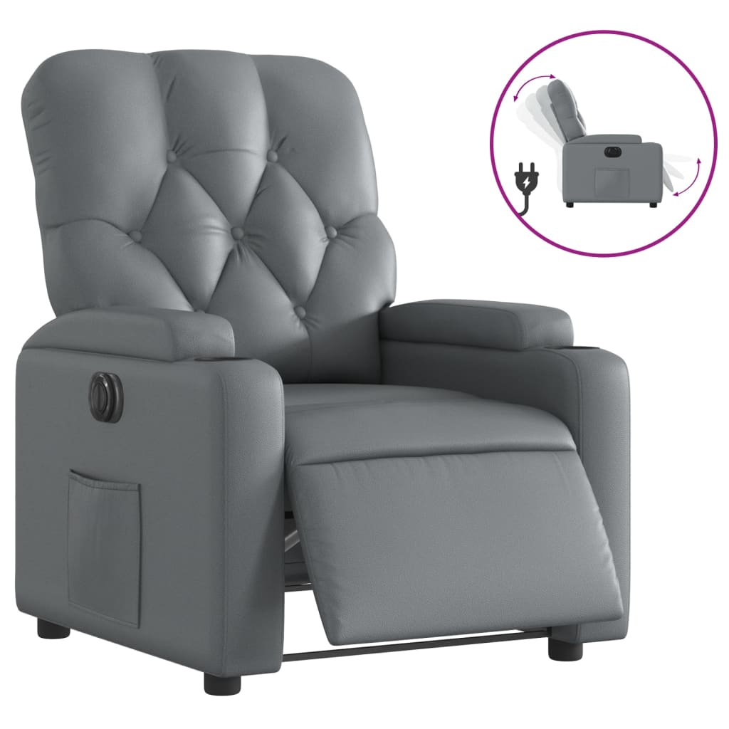 Electric Massage nojatuoli Recliner harmaa keinonahka