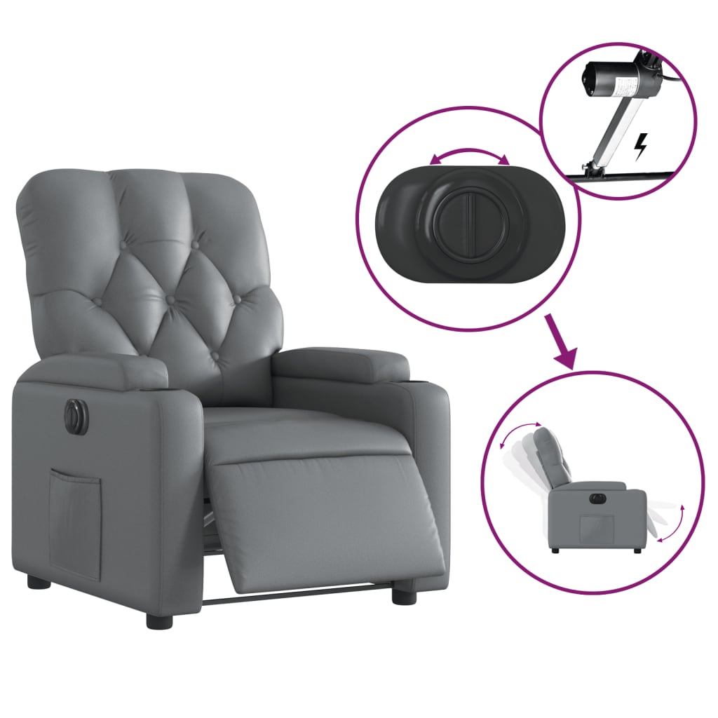 Electric Massage nojatuoli Recliner harmaa keinonahka