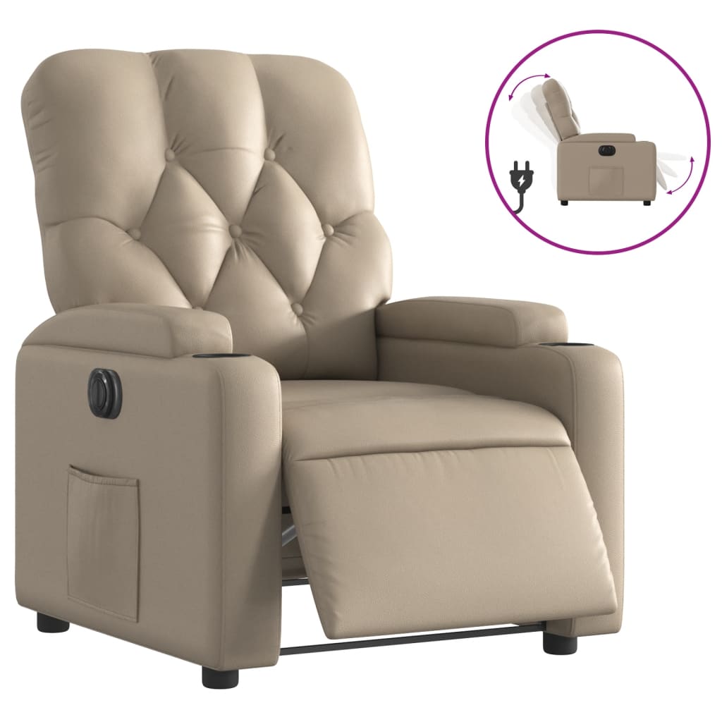 Elektrisk Massagefåtölj cappuccino Recliner konstläder