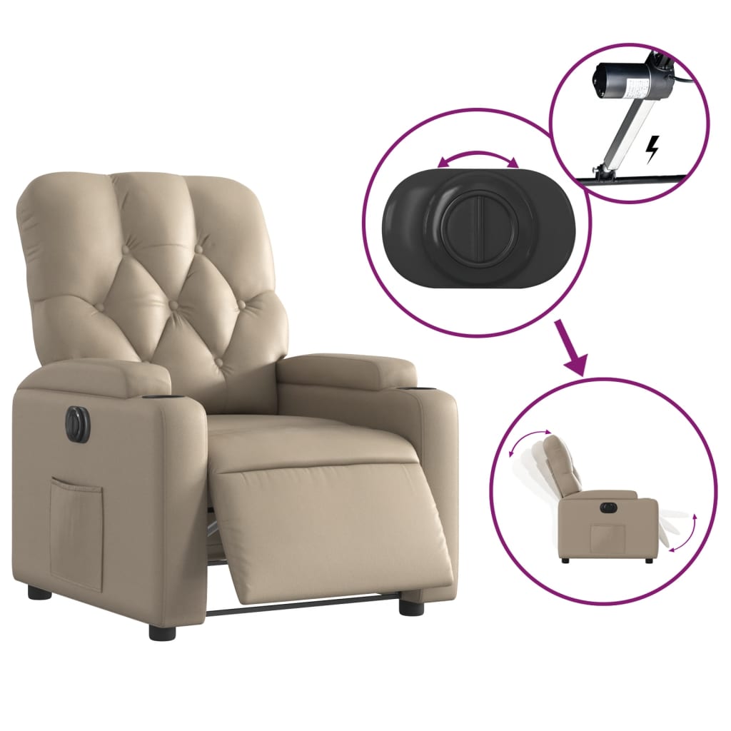 Elektrisk Massagefåtölj cappuccino Recliner konstläder