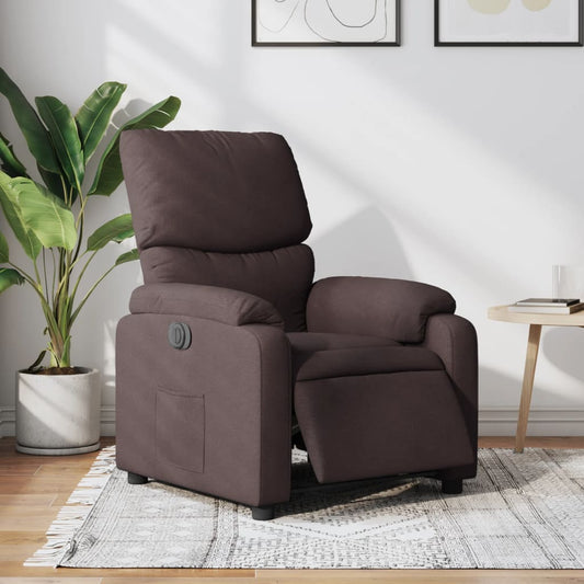 Elektrisk Massagefåtölj brun Recliner tyg