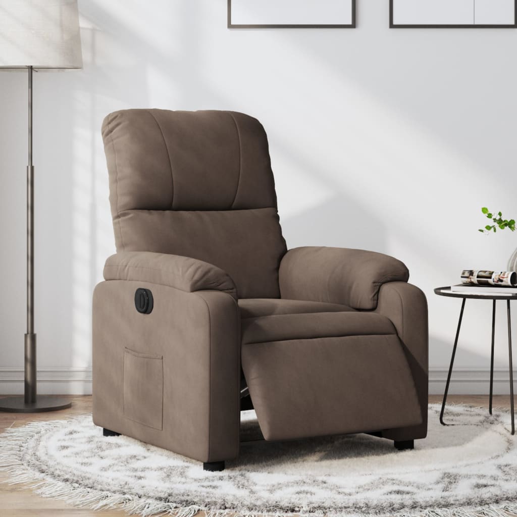 Elektrisk MassageFåtölj brun brun Recliner mikrofibertyg