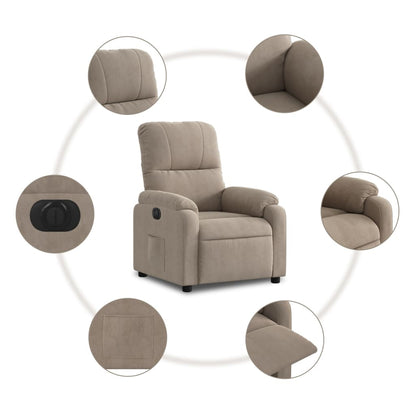 Electric Massage nojatuoli Recliner taupe mikrokuitukangas