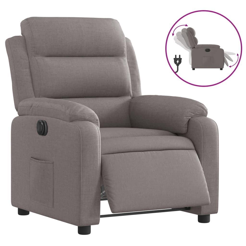 Elektrisk Massagefåtölj taupe Recliner tyg