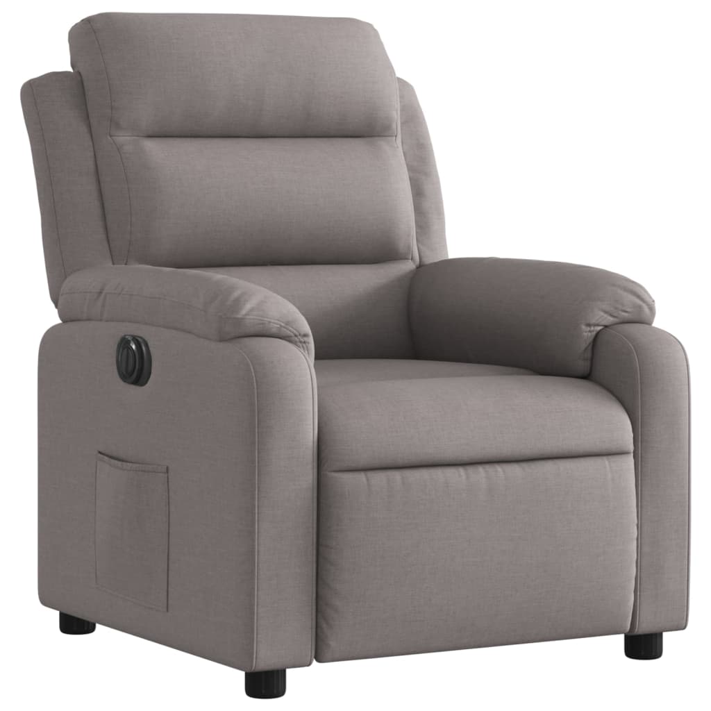 Elektrisk Massagefåtölj taupe Recliner tyg