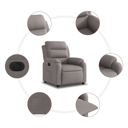 Elektrisk Massagefåtölj taupe Recliner tyg