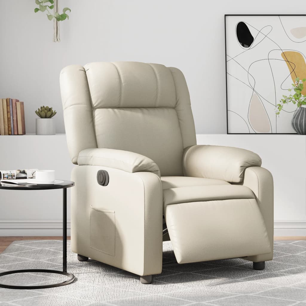 Electric Massage nojatuoli Recliner kermanvalkoinen tekonahka