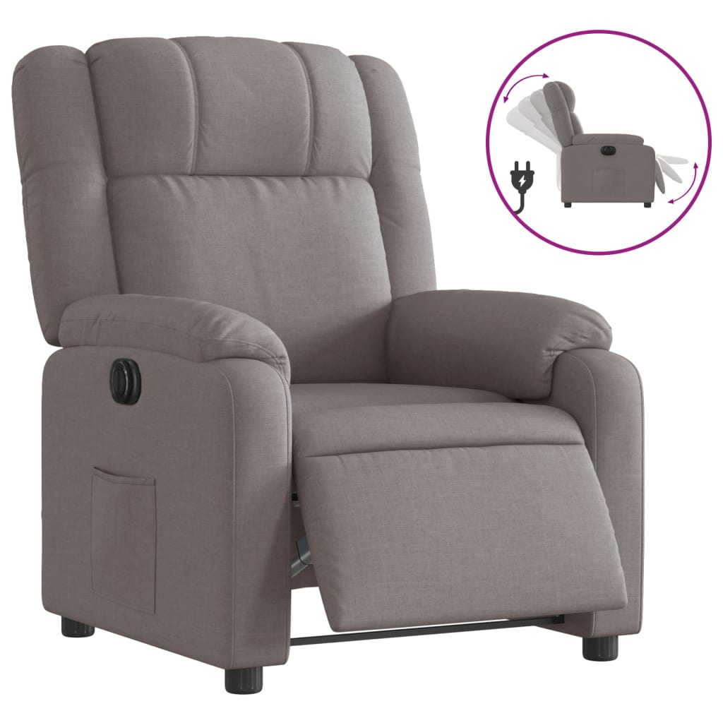 Elektrisk Massagefåtölj taupe Recliner tyg