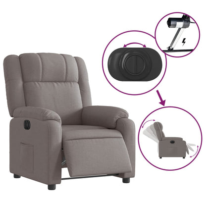 Elektrisk Massagefåtölj taupe Recliner tyg