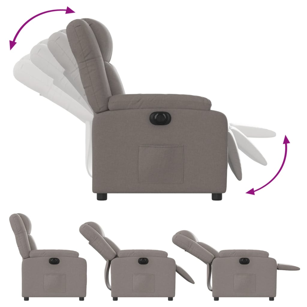 Elektrisk Massagefåtölj taupe Recliner tyg