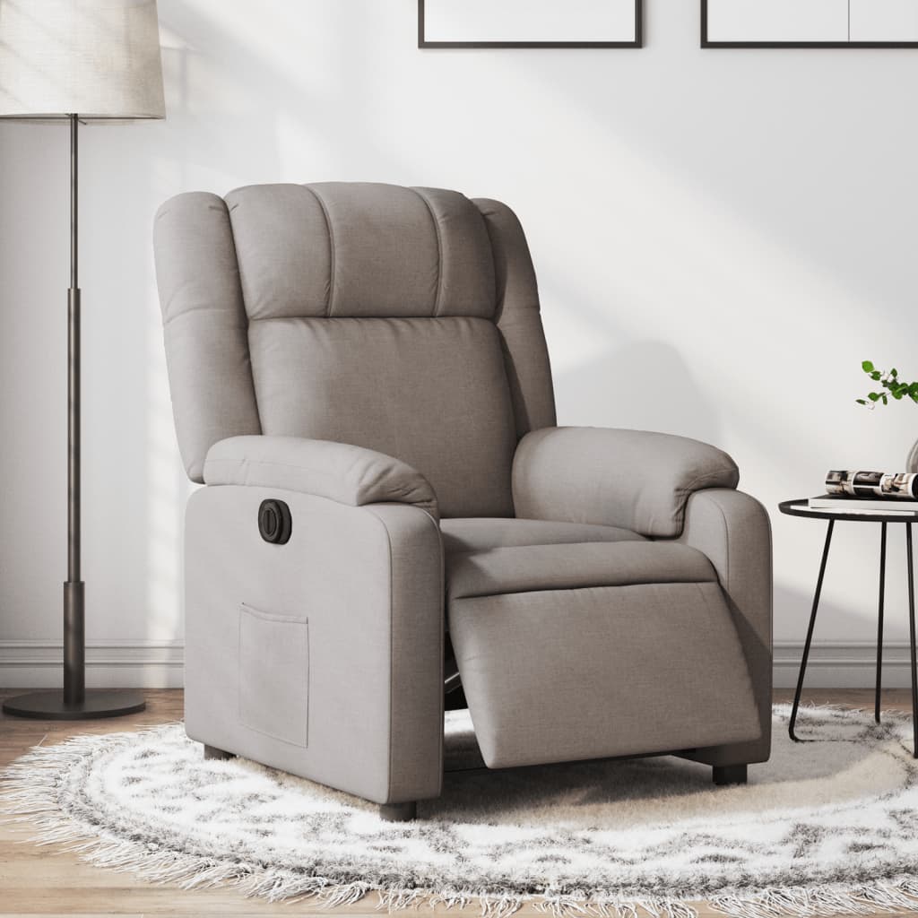 Elektrisk Massagefåtölj taupe Recliner tyg