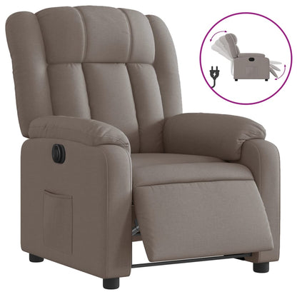 Elektrisk Massagefåtölj taupe Recliner tyg