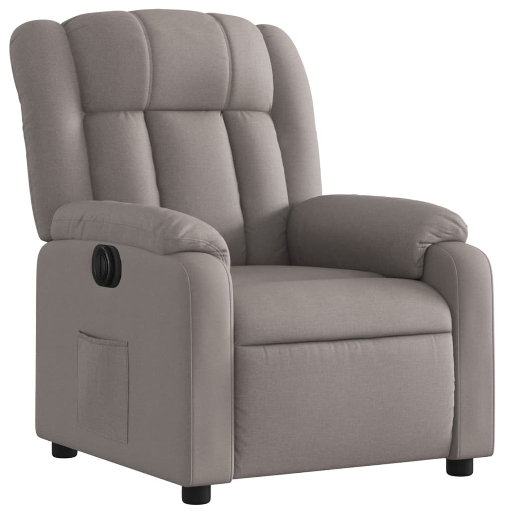 Elektrisk Massagefåtölj taupe Recliner tyg