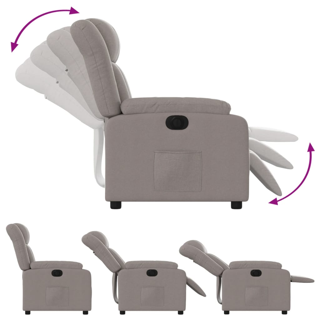 Elektrisk Massagefåtölj taupe Recliner tyg