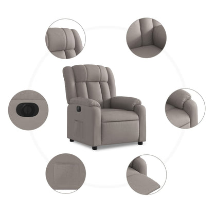 Elektrisk Massagefåtölj taupe Recliner tyg