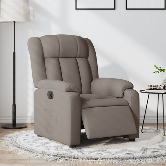 Elektrisk Massagefåtölj taupe Recliner tyg