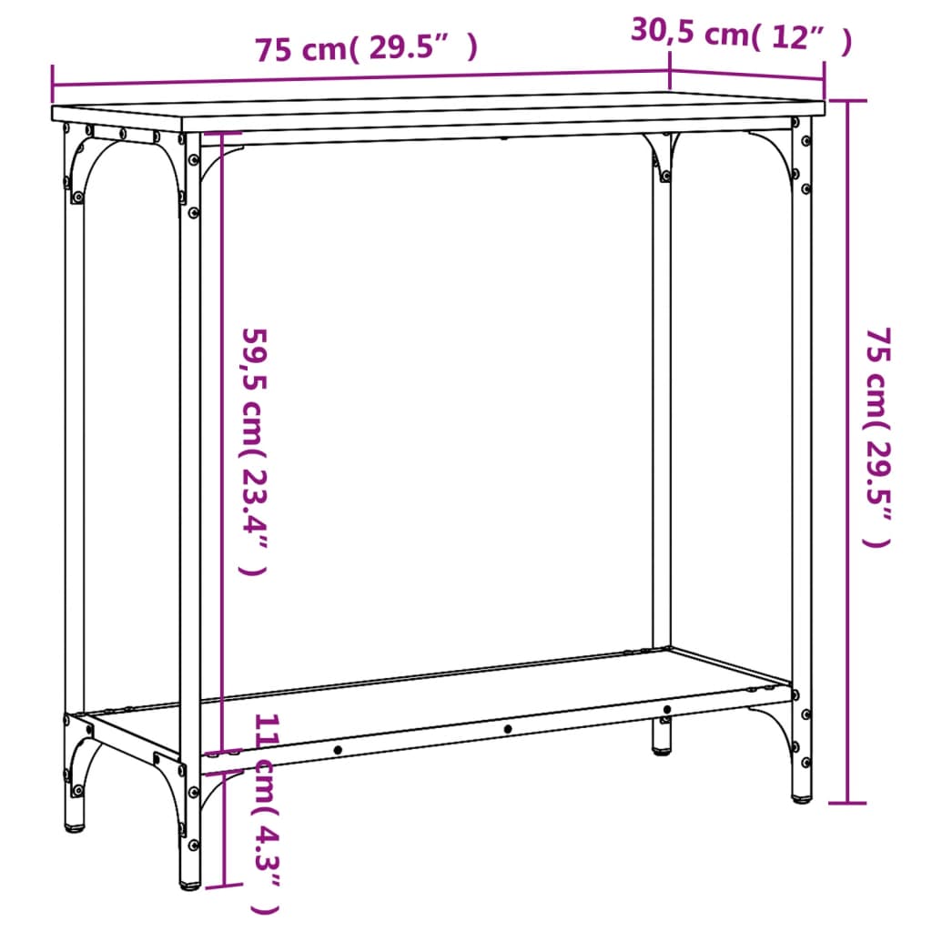 Avlastningsbord konsolbord brun ek 75x30,5x75 cm