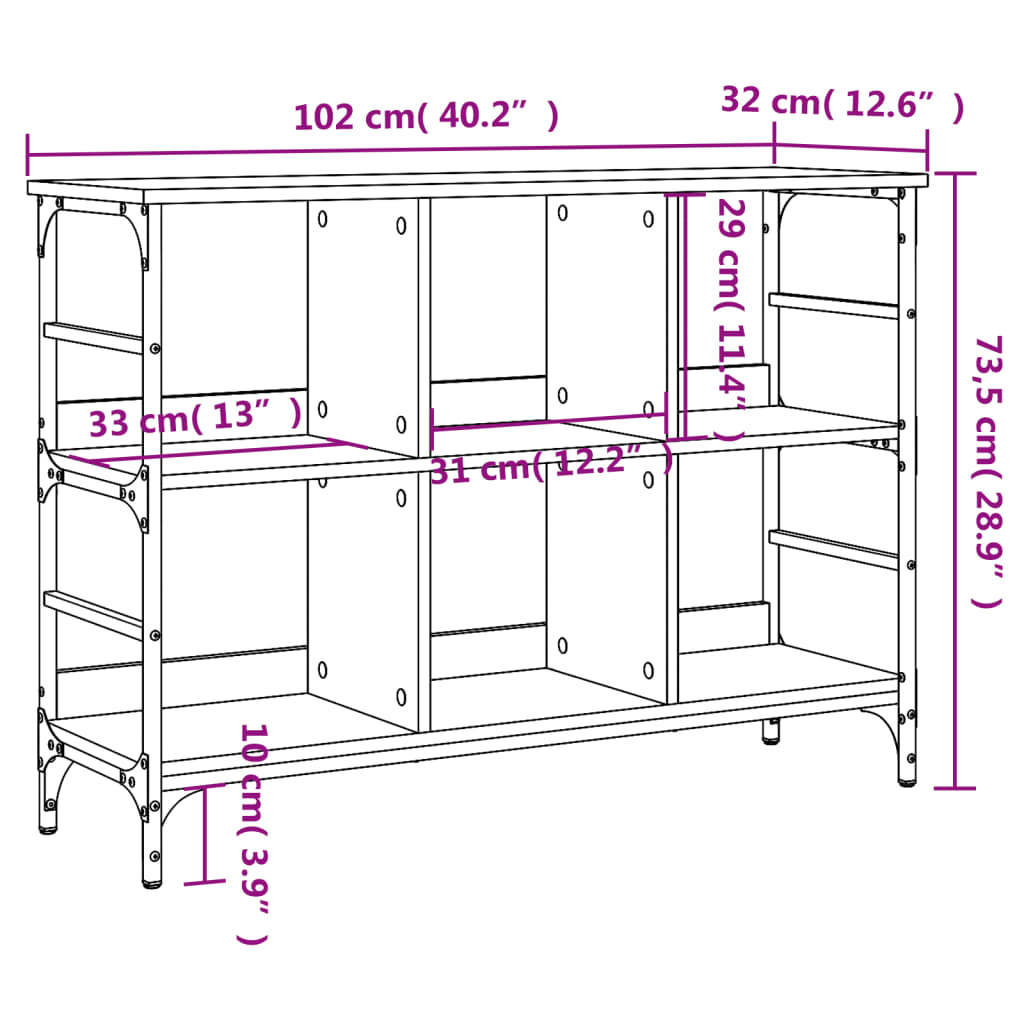 Skänk rökfärgad ek 102x32x73,5 cm