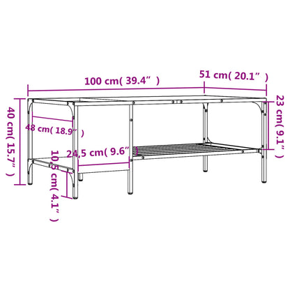 Soffbord sonoma ek med hylla 100x51x40 cm