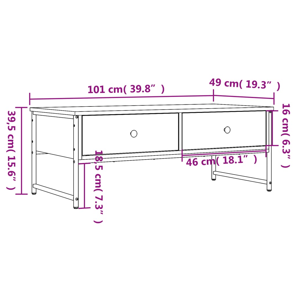 Soffbord rökfärgad ek 101x49x39,5 cm