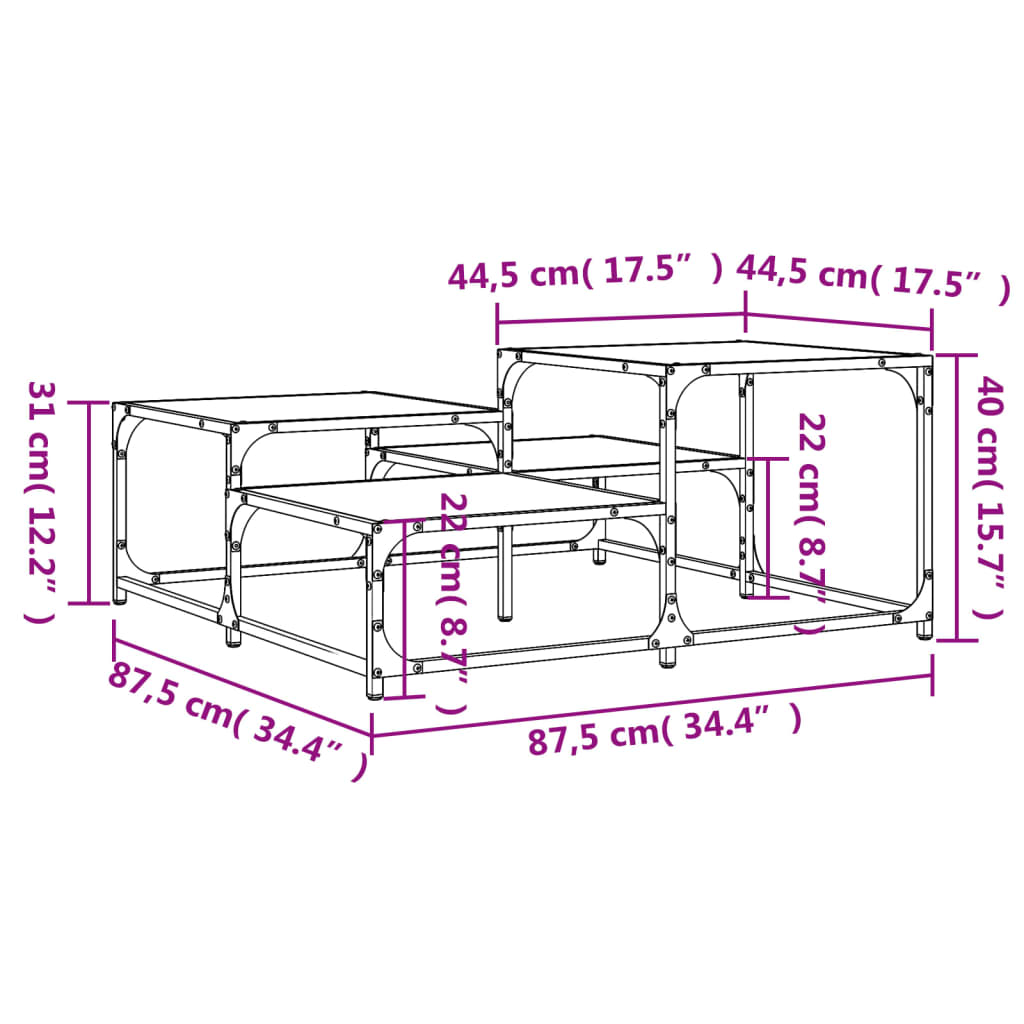 Soffbord brun ek 87,5x87,5x40 cm