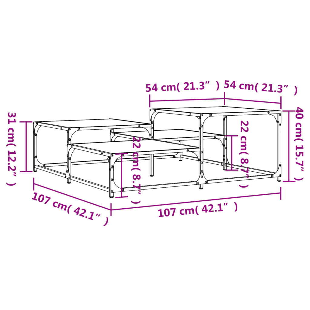 Soffbord sonoma ek 107x107x40 cm