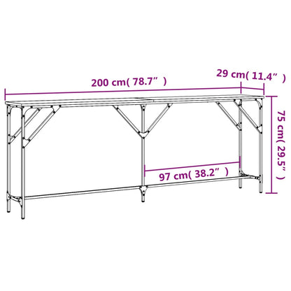 Avlastningsbord konsolbord brun ek 200x29x75 cm