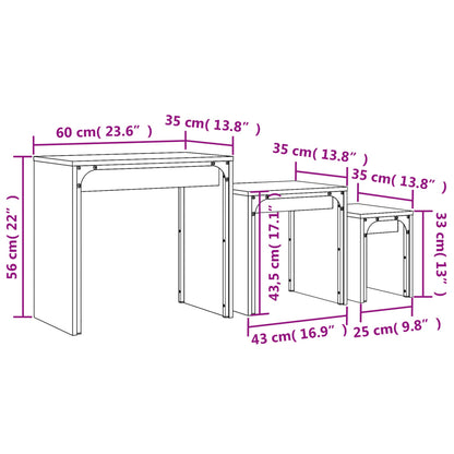 Soffbord brun ek Satsbord 3 st