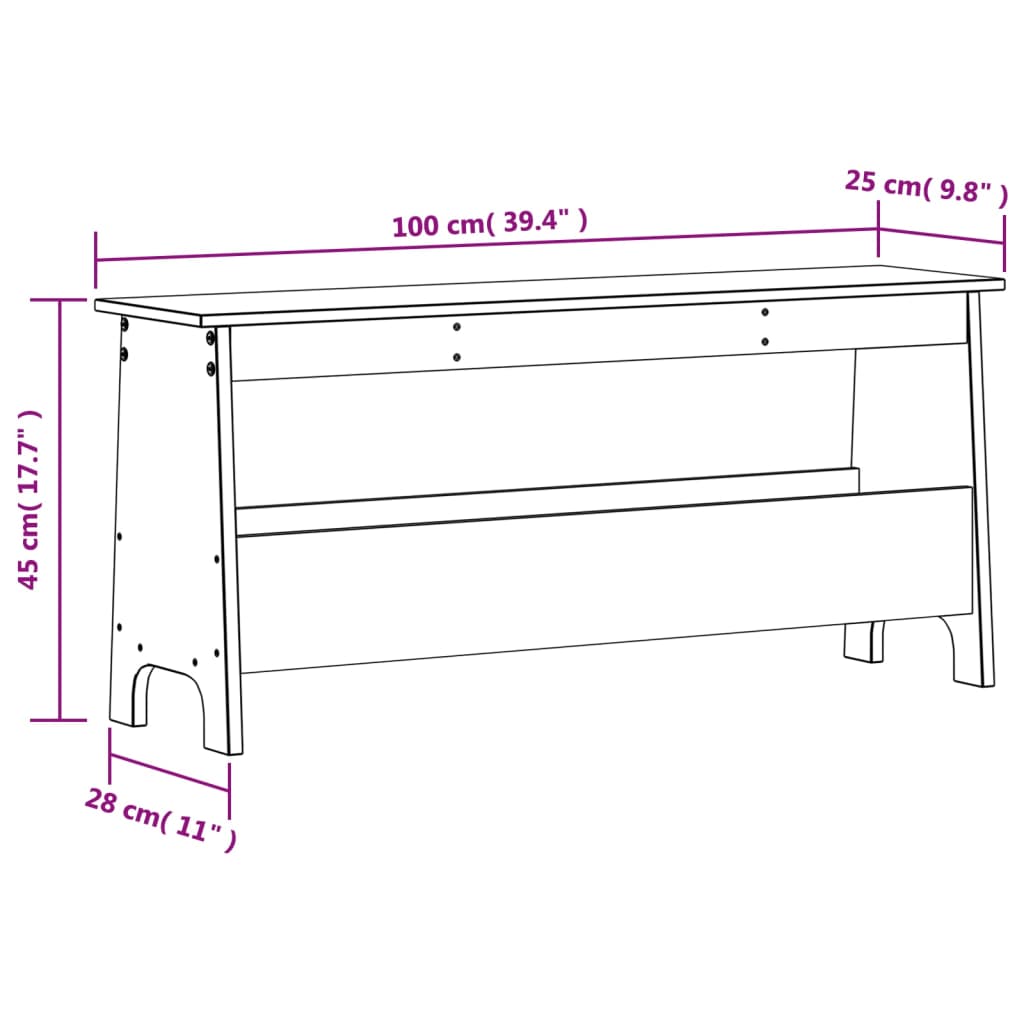 Kenkäteline Kenkäkaappi Kenkäpenkki vaha ruskea 100x28x45 cm mänty