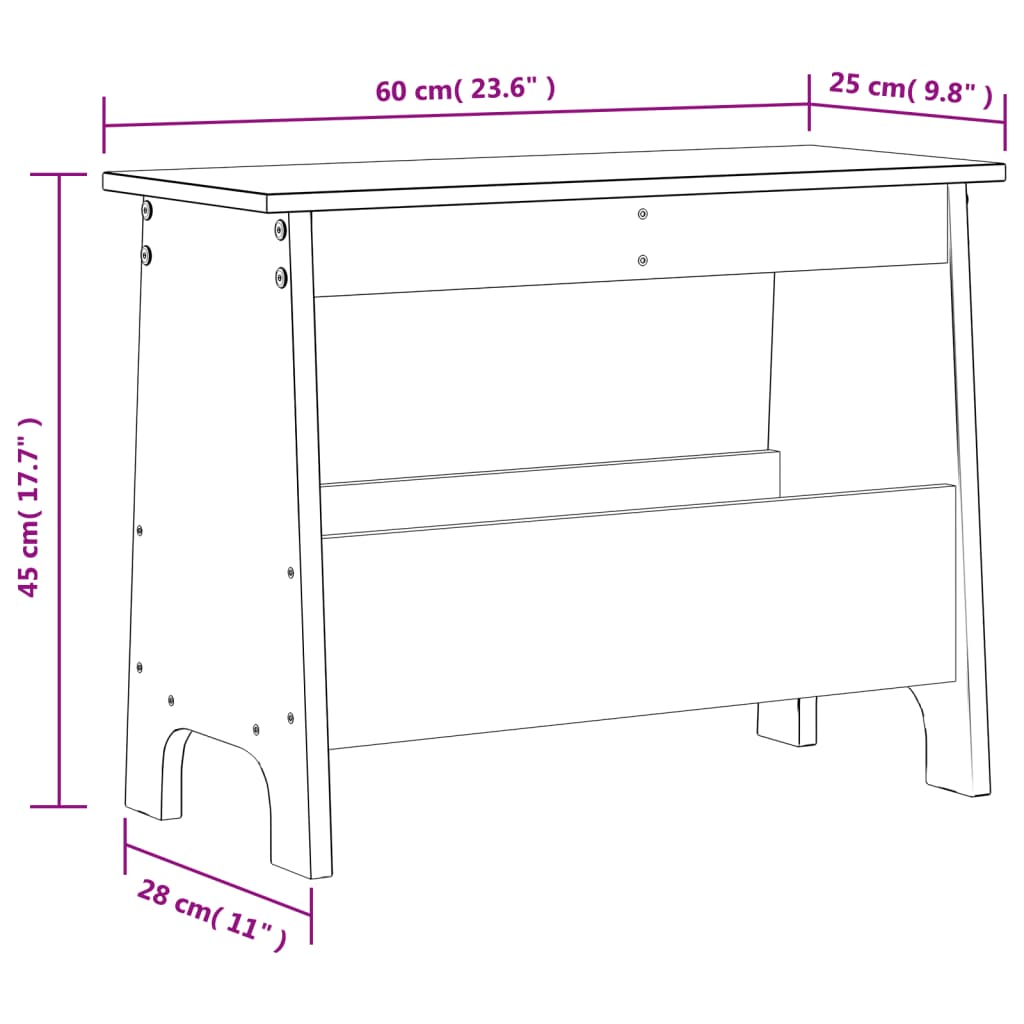 Kenkäteline Kenkäkaappi Kenkäpenkki vaha ruskea 60x28x45 cm mänty