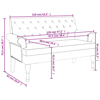 Sittbänk svart med ryggstöd 120x62x75,5 cm