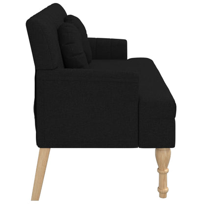 Sittbänk svart med dynor 113x64,5x75,5 cm tyg