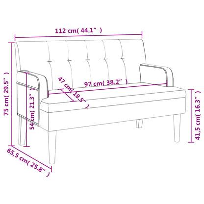 Sittbänk vit med ryggstöd 112x65,5x75 cm konstläder